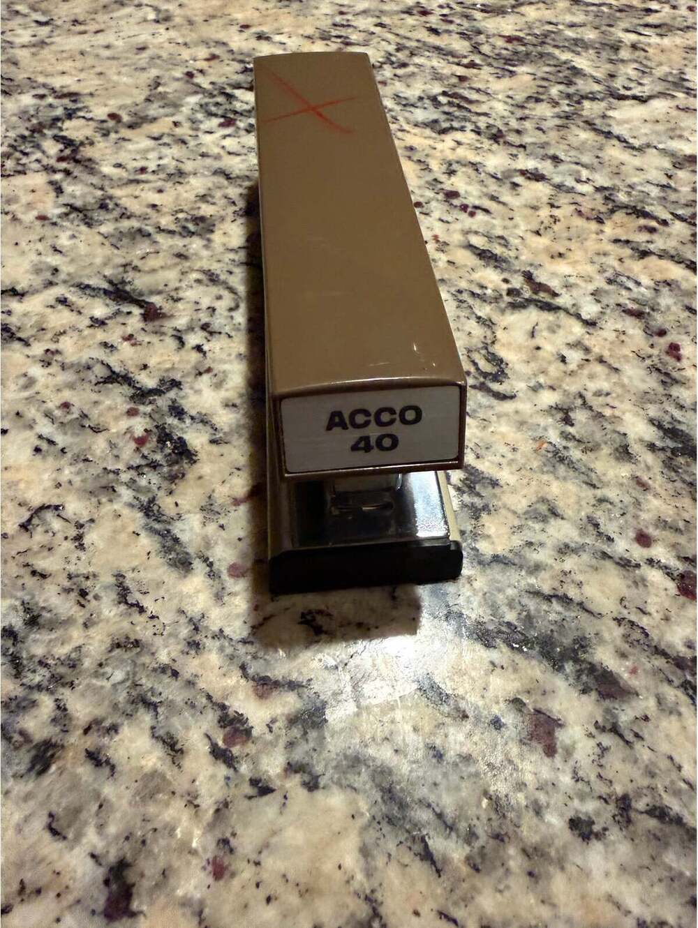 Vintage ACCO 40 Stapler – Brown & Beige Mid-Century Office Desk Stapler – Retro